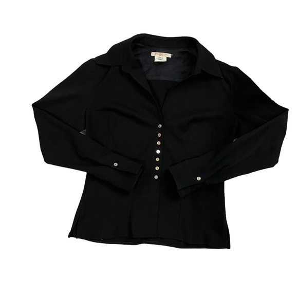Vintage Vertigo Paris black snap button down top - Picture 3 of 16